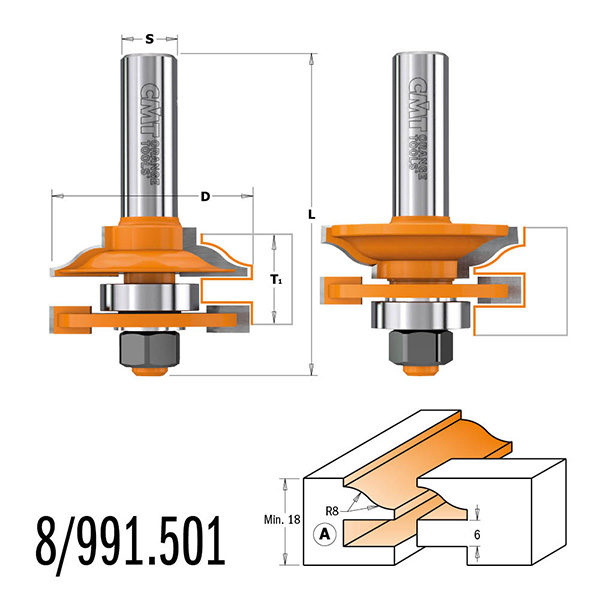 Set di frese per incastri maschio/femmina 8/991.50 - immagine 2